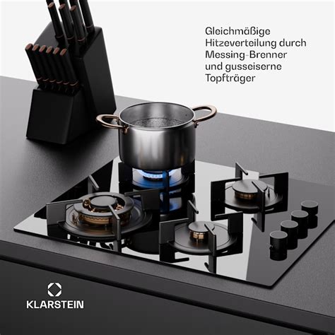 Klarstein Goldflame 4 table de cuisson à gaz 4 feux acier inoxydable