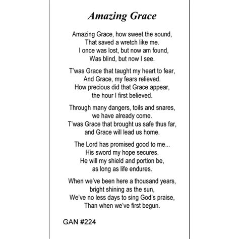 Amazing Grace Prayer Card Inspired Prayer Cards