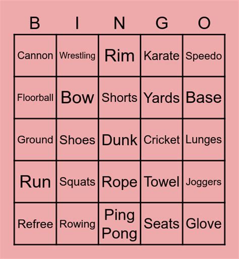 Sports Bingo Card