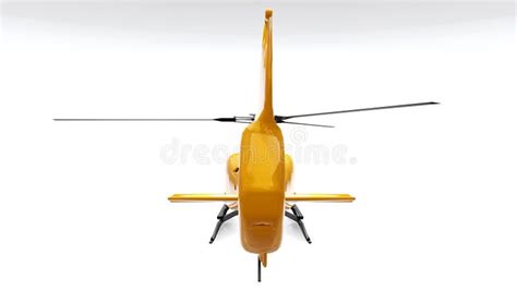 Yellow Helicopter Isolated On The White Background 3d Rendering Stock