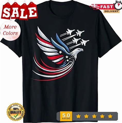 Hot Trending Tee With Patriotic Red Blue Usa Flag Fighter Jets 4Th Of July T Shirt Walmart