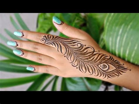 Peacock Feather Henna Designs For Hands