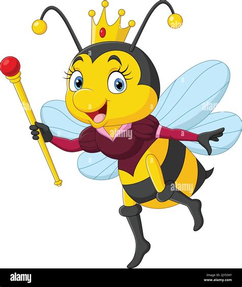 Cartoon Queen Bee Holding A Scepter Stock Vector Image And Art Alamy