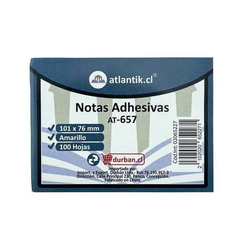 Notas Adhesivas 657 101x76mm Amarillo 100 Hojas Atlantik