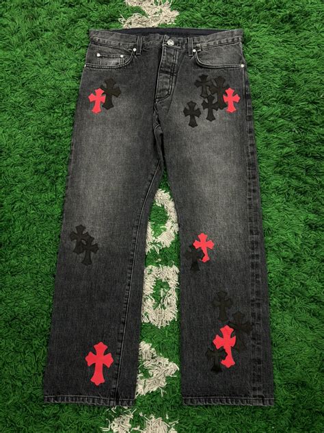 Chrome Hearts Chrome Hearts Denim Jeans 36 Black Red Crosses Grailed