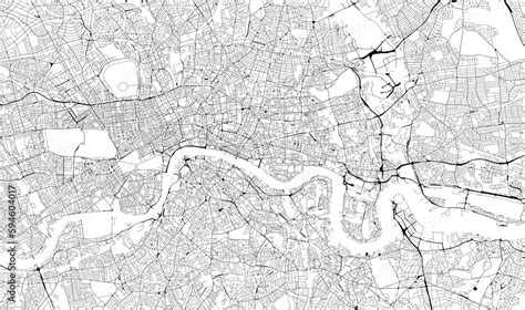 Monochrome City Map With Road Network Of London Stock Illustration