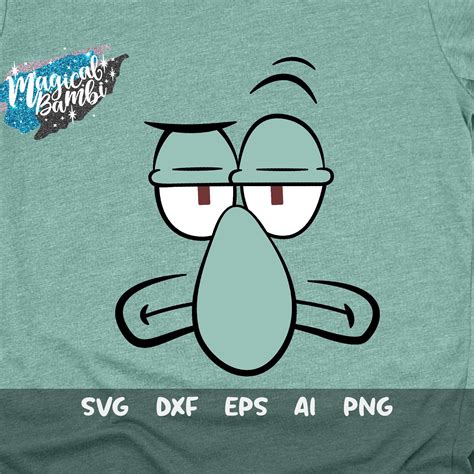 Squidward Face Svg Sandy Cut File Spongebob Square Pants Etsy