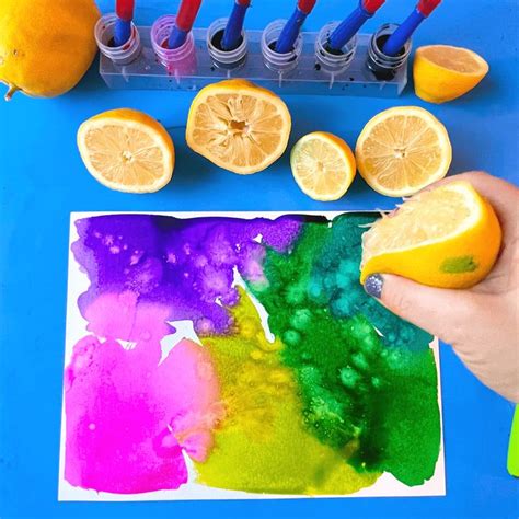 Lemon and Watercolor Science | Kids art projects, Science art projects, Preschool art