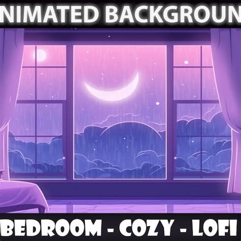 Vtuber Animated Background For Twitch Cozy Lofi Bedroom Blue Etsy