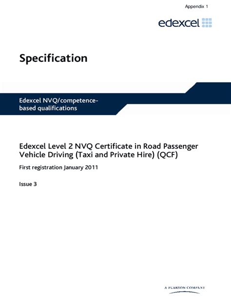 Fillable Online Pearson Edexcel Level 2 Nvq Certificate In Road Passenger Fax Email Print