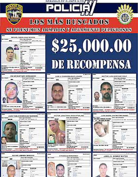 Recompensa Monetaria Por Los Más Buscados Primera Hora