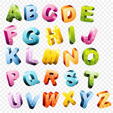 English Alphabet Clipart Transparent Background 3d Letters English