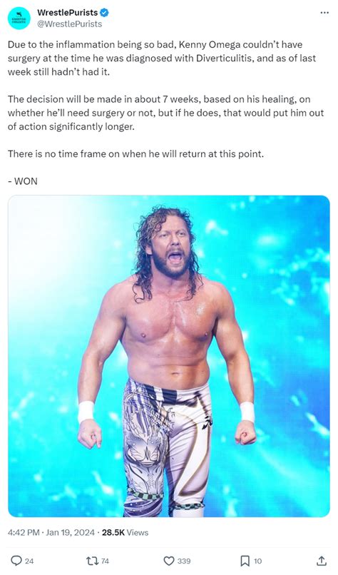 Update On Kenny Omega S Battle With Diverticulitis R Aewofficial