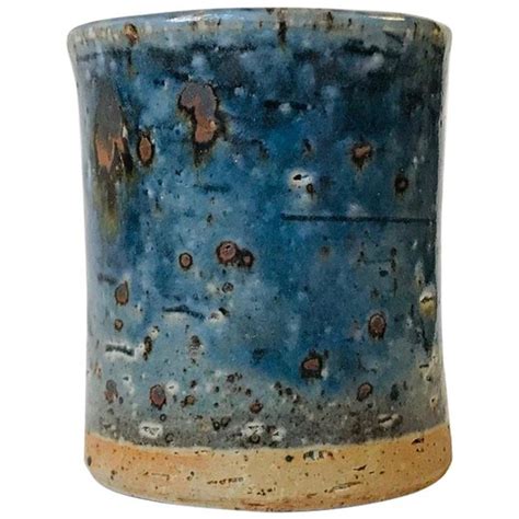 Stoneware Vase with Blue Glaze by Marianne Westman for Rörstrand 1960s