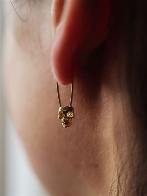 Skull Safety Pin Earring Loren Stewart