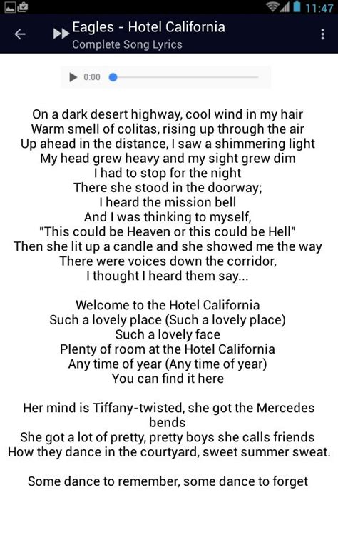 Eagles Hotel California Lyrics