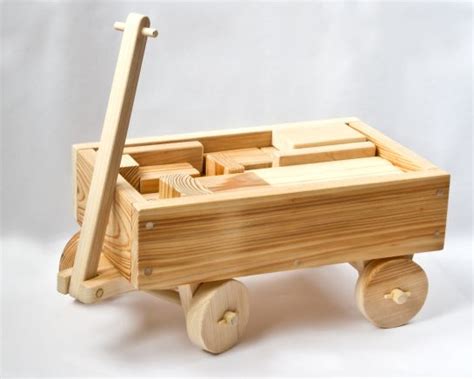 Handmade Wooden Toy Wagon With Blocks Toy Wagon Wooden Toys