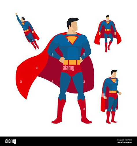 Superhero Flat Style Isolated Icons Vector Illustration Stock Vector