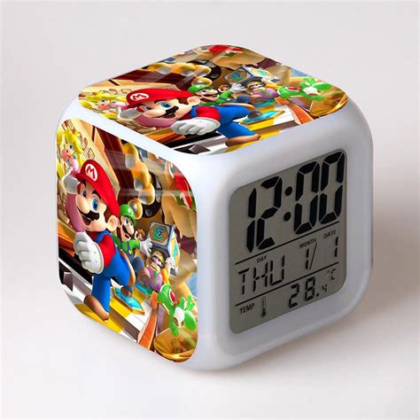 Super Mario Bros Reloj Despertador Led Brillante Color Li Mercado