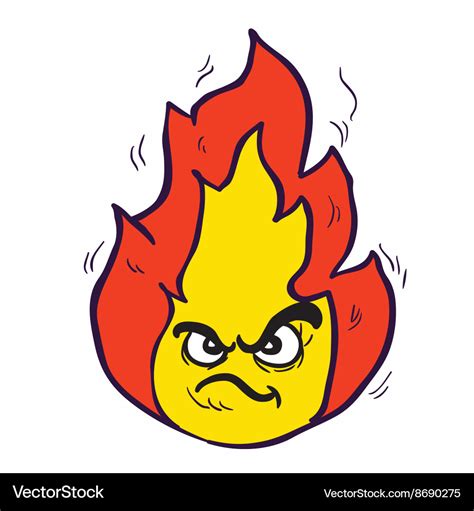 Angry freehand drawn cartoon fire Royalty Free Vector Image