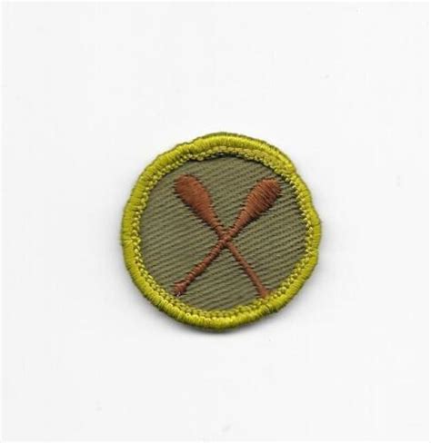 Canoeing 1961 1968 F1 Type F Khaki Rolled Edge Merit Badge Boy Scouts