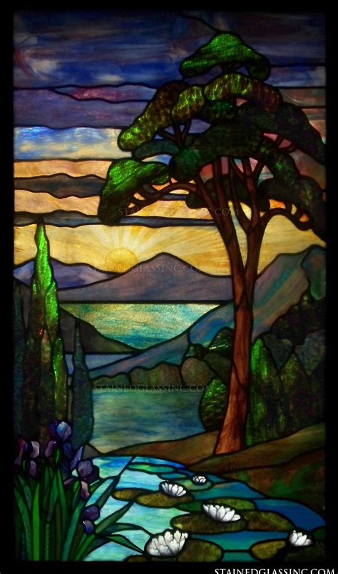 Dawn Over The Lake Stained Glass Window