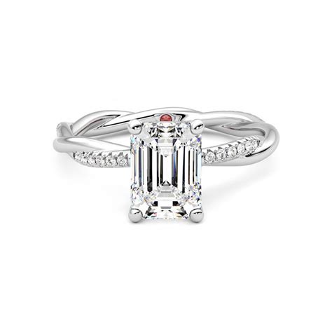 Emerald Cut Diamond Engagement Twisted Shank Pave Ring Temple And Grace Nz