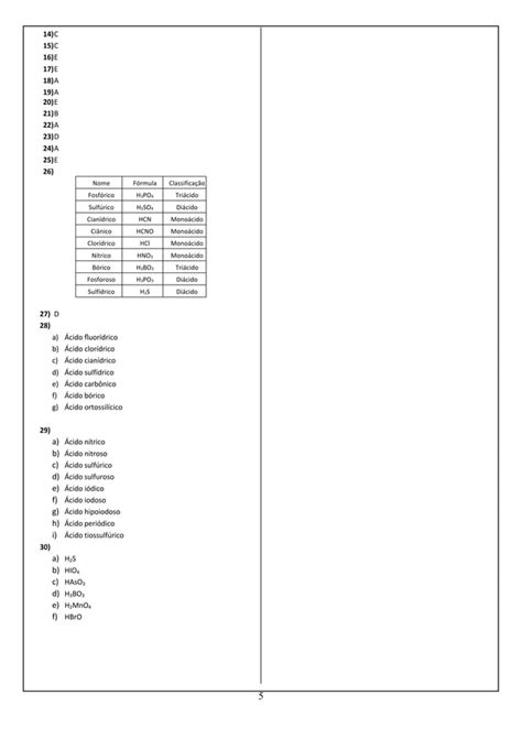 Exercícios Sobre Nomenclatura De ácidos Pdf