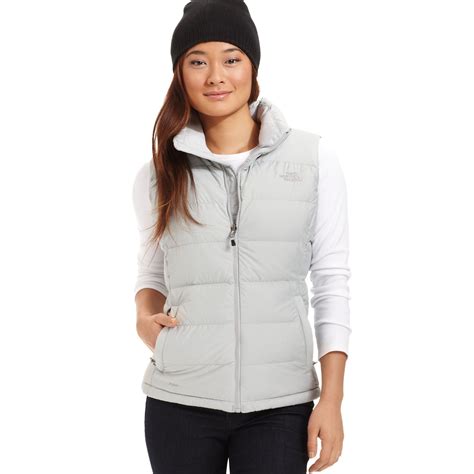 The North Face Nupste Down Puffer Vest In Gray High Rise Grey Heather Lyst