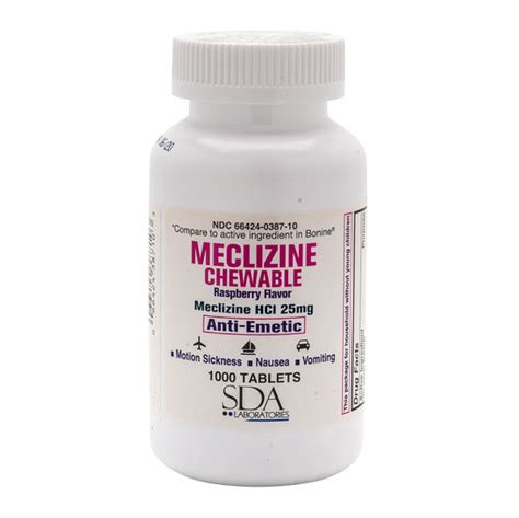 MECLIZINE 25MG 1000CT CHEWABLE TABLETS by SDA LABS | eBay