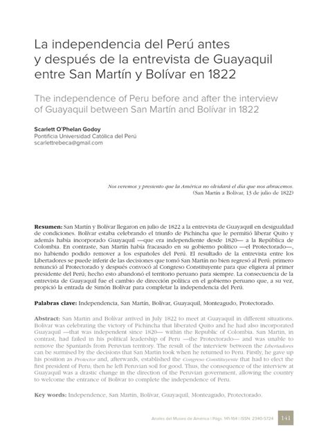 La Independencia Del Perú Antes Y Después De La Entrevista De Guayaquil