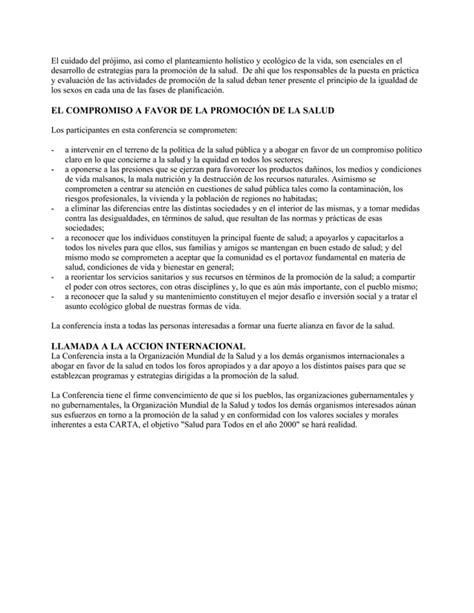 Carta De Ottawa Para La Promoci N De La Salud Pdf Descarga Gratuita