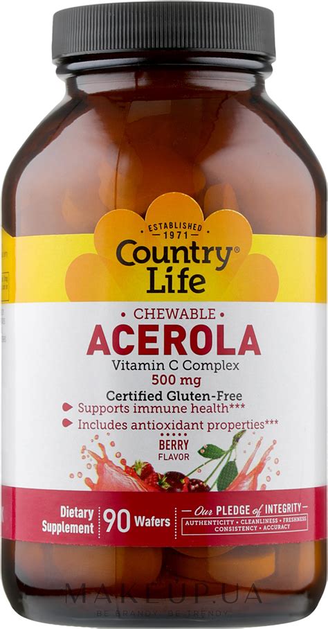 Ацерола вітамін С комплекс 500 мг Country Life Acerola Vitamin C