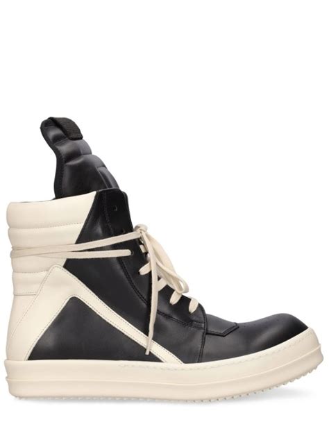 Geobasket Leather High Top Sneakers Rick Owens Men Luisaviaroma