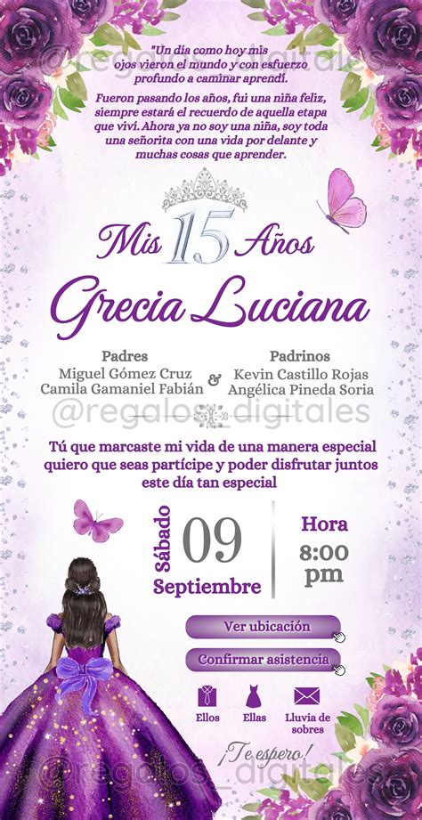 Invitaci N De A Os Color Morado Uva Invitaci N Interactiva De Xv