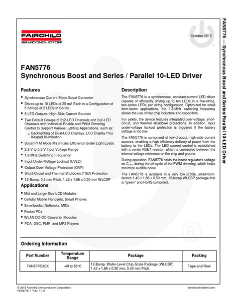 FAN5776 Fairchild Semiconductor Driver Hoja de datos Ficha técnica