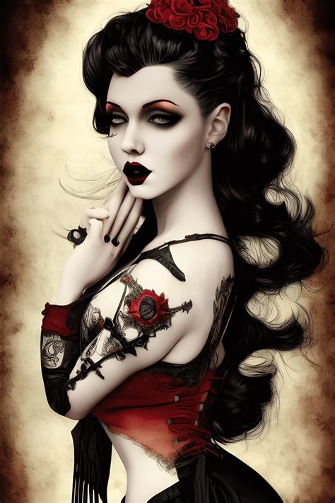 Realistic Hyper Detailed Insanely Beautiful Vampire Pin Up Princess