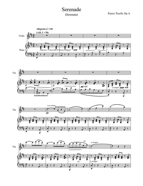 Enrico Toselli Serenade Serenata Op 6 Sheet Music Download Free