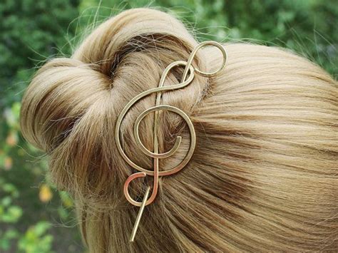 Music Related Hair Accessories Brass Hair Clip Music Note Etsy Uk