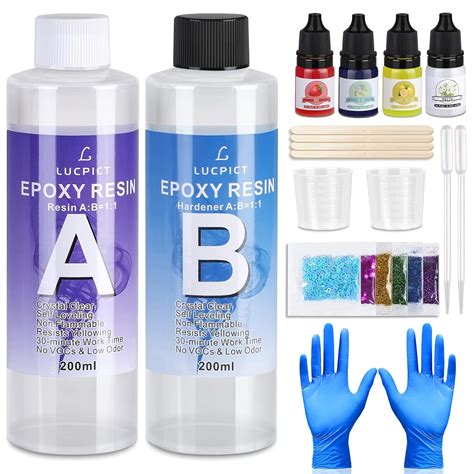 LUCPICT Epoxidharz mit Härter 400ml Set Epoxidharz Set Anfänger mit