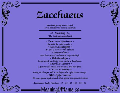 Zacchaeus - Meaning of Name