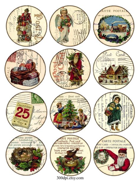 Digital Collage Sheet Christmas Vintage Printable Tags | Etsy