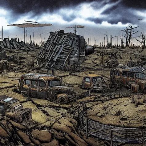 Post Apocalyptic Landscape By Raymond Briggs Stable Diffusion Openart