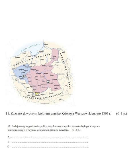 Proszę o rozwiązanie testu z działu Ziemie Polskie w i połowie XIX