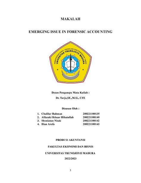 Makalah Materi 2 Kelompok 10 MAKALAH EMERGING ISSUE IN FORENSIC