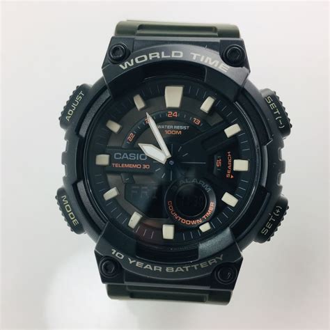 Mens Casio World Time Telememo 30 Digital Analog Watch Aeq110w 3av