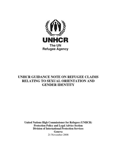 Unhcr Guidance Note On Claims For Refugee Status Under The 1951 Convention Relating To Sexual