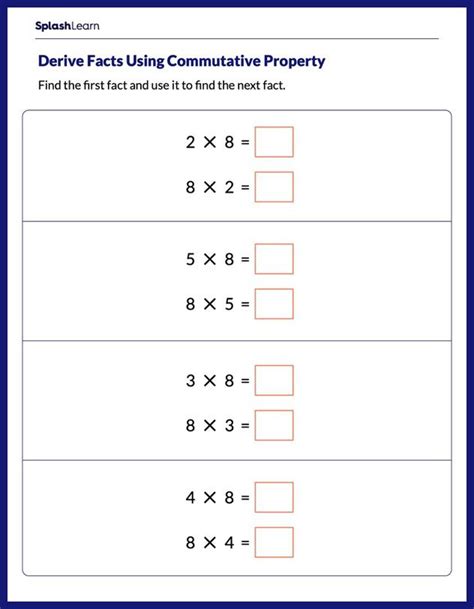 Find Product Using Commutative Property Math Worksheets Worksheets Library