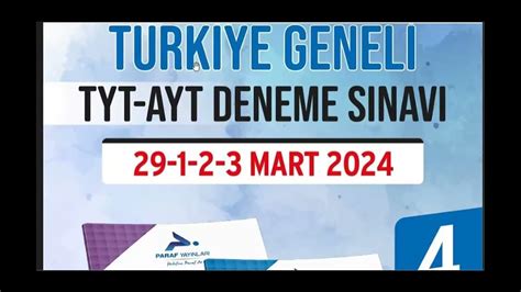 PARAF TYT AYT 4 DENEME SINAVI ŞUBAT MART 2024 PARAF TYT DENEME CEVAP