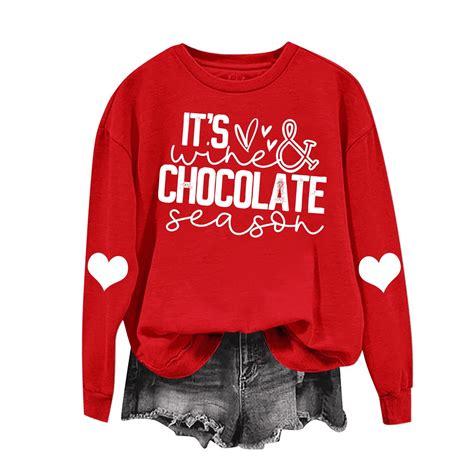 GERsome Women S Valentine S Day Sweatshirt Heart Print Round Neck